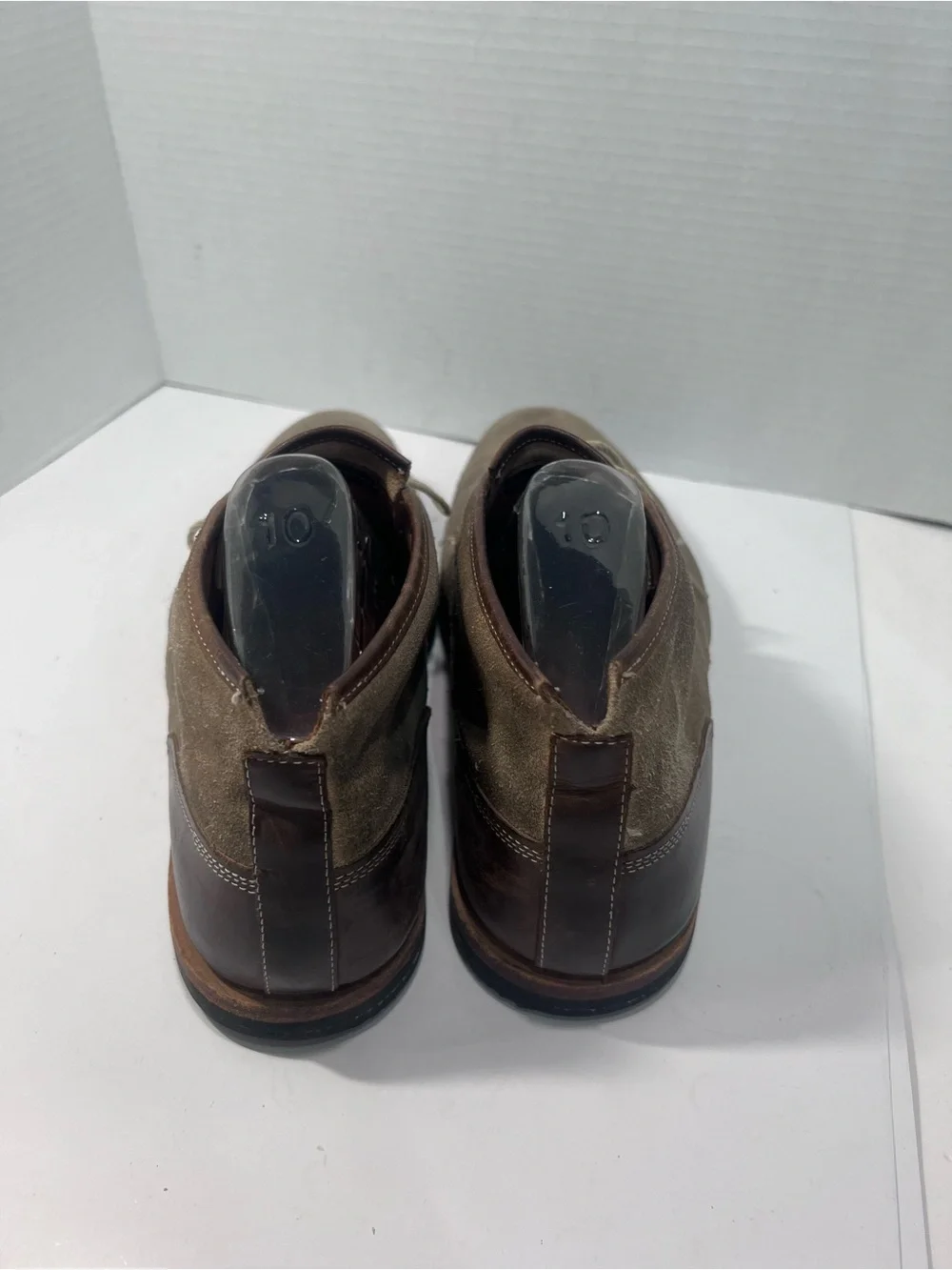 Timberland Men's Suede Chukka Boots in Olive/Tan with Dark Brown Heel
